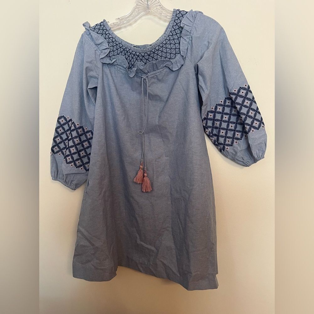 Rebecca Minkoff Blue and Pink Embroidered Dress
